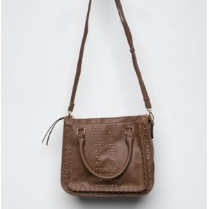 Violet Ray Studded Satchel Crossbody Bag